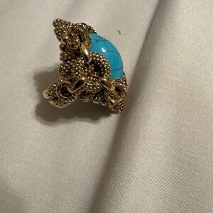 Gold and Turquoise Statement Ring